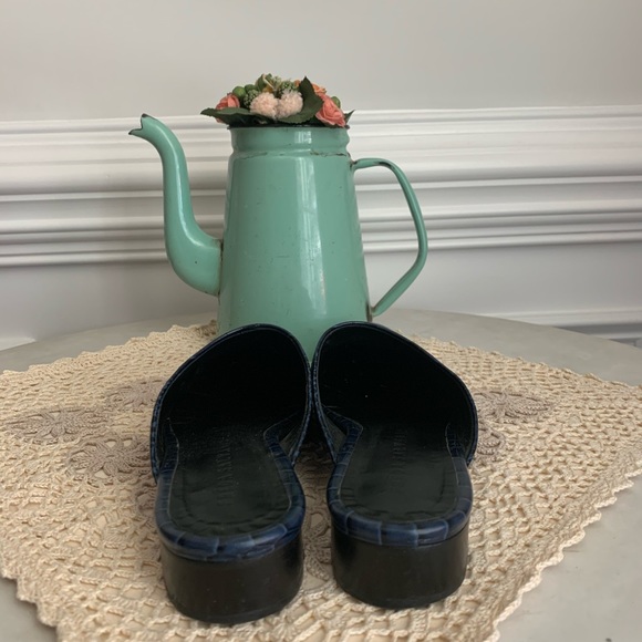 Freda Salvador Lay Mules Croc Embossed Leather 7 - Picture 4 of 11